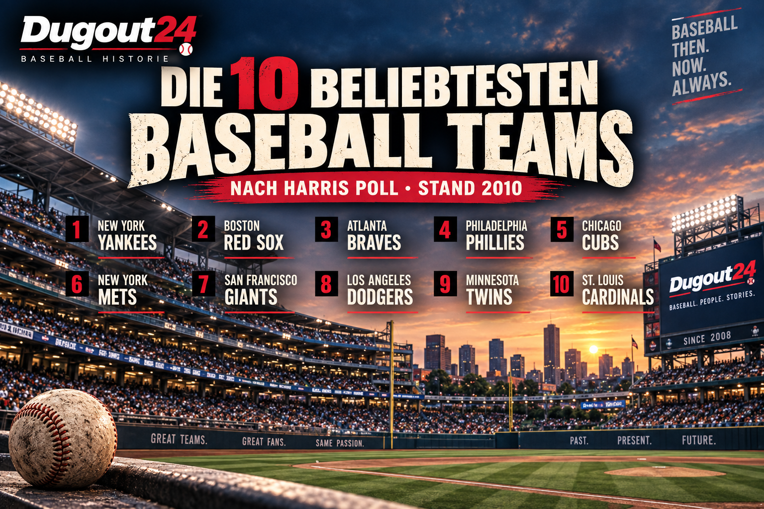 Die 10 beliebtesten Baseball Teams